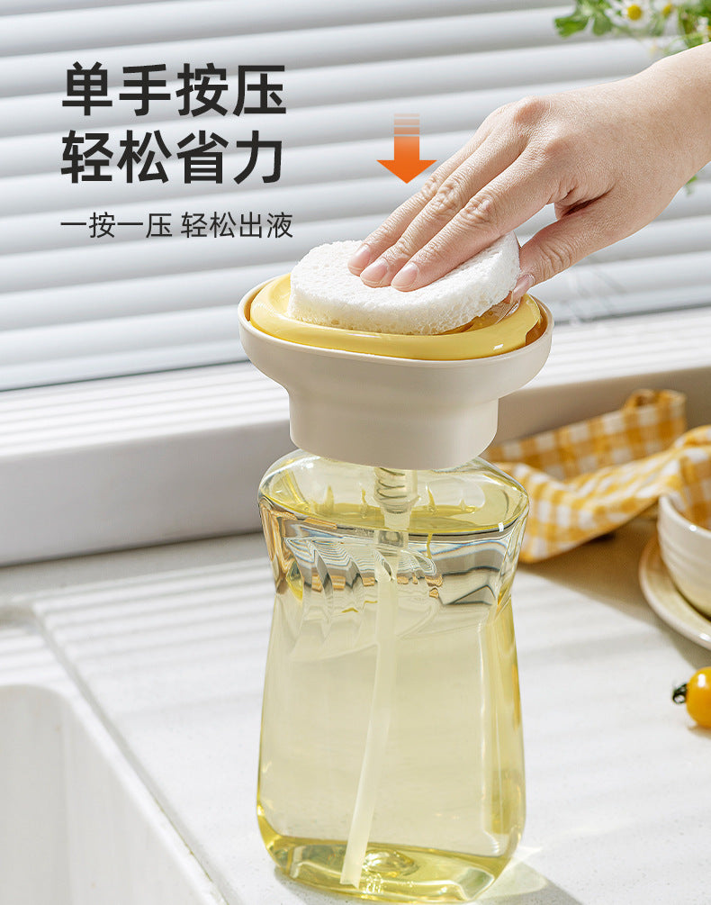 Light Luxury Dishwashing Liquid Dispenser, Household Kitchen Creative Dishwashing Liquid Dispenser, Scouring Pad and Bowl Brush Dispensing Artifact
