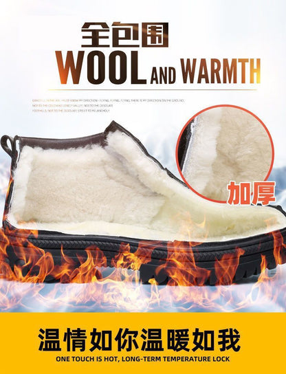 Men's Cotton Shoes Winter Fleece-lined Thickened Warm Real Cowhide Fleece Shoes Gao Bang Non-slip Deodorant Work Shoes Dad Shoes