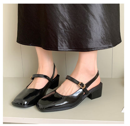 Southeast Asia New Style Baotou Wedge Buckle Fashion All-match Mary Jane Thick Heel Shallow Mouth Shoes for Women Summer