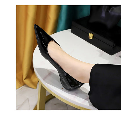 Patent Leather Women Flats Lady Sexy Evening Party Slip On Flat Shoes Women Sharp Pointed Low Heel Shoes Leisure Female Shoes