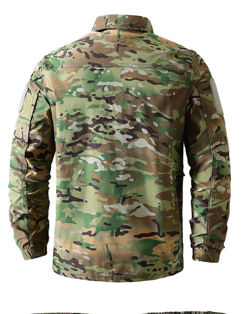 Outdoor Summer Camouflage Clothing suit Men's Wear-resistant Tear-resistant Multi-pocket Labor Protection Breathable Quick-drying Training Clothing Men's Tooling