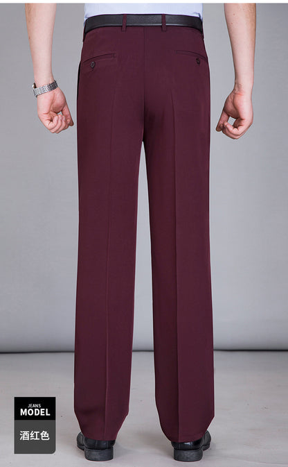 2025 New Summer Thin Mulberry Silk Middle-Aged Business Casual Straight Loose Wrinkle-Free Men's Pants