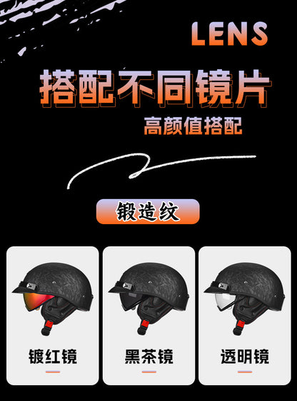 Manufacturer Wholesale 3C Certified Class a Motorcycle Retro Helmet Electric Vehicle Half Helmet Removable Ear Protection Water Transfer Printing