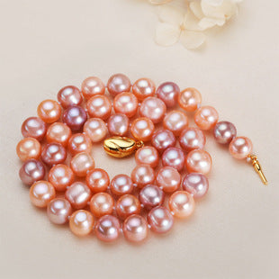 Zhuji jewelry wholesale round freshwater pearl necklace women send mother chain slightly defective real pearl necklace clavicle chain