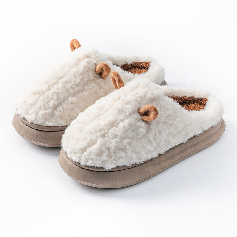 Cotton Slippers for Women, Cute Girly Heart, Indoor Home, Non-Slip, Warm, Couple Style, Dormitory Wearable Slippers for Men, Autumn and Winter