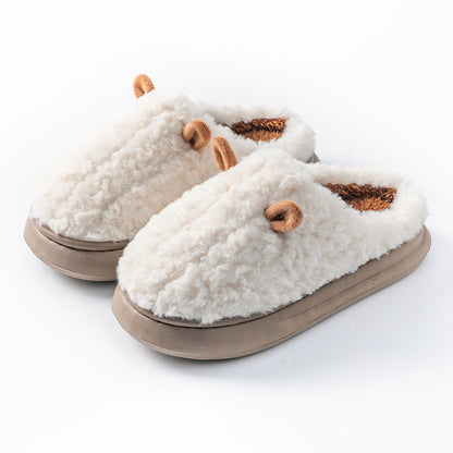 Cotton Slippers for Women, Cute Girly Heart, Indoor Home, Non-Slip, Warm, Couple Style, Dormitory Wearable Slippers for Men, Autumn and Winter