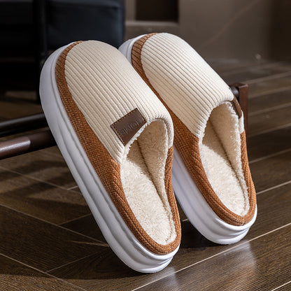 Non-Slip Simple Cotton Slippers for Men in Winter 2025 New Indoor Home Warm Plush Thickeneded Cotton Slippers for Women to Wear Outside