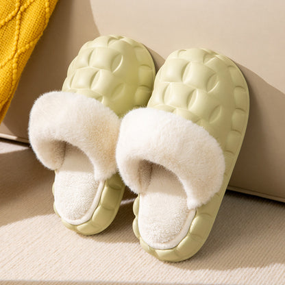 Women's Winter Cotton Slippers with a Stepping-On-Clouds Feel, Trendy Casual Closed-Toe Indoor Waterproof Warm Thick-Soled Cotton Slippers for Women