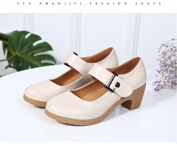 Factory direct sales dance shoes wholesale round head modern square dance shoes ladies mother shoes cross-border products 2025