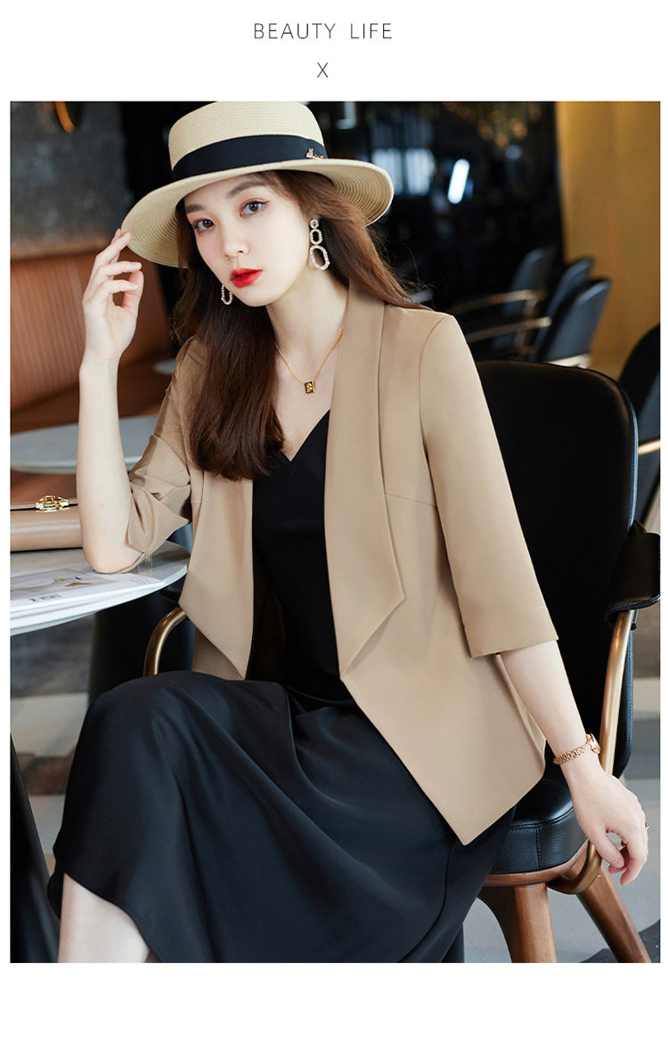 [Three-Quarter Sleeve Dress] Women's Formal Suit Dress, Korean Style Fashion Professional Attire, Small Blazer Dress for Spring and Summer