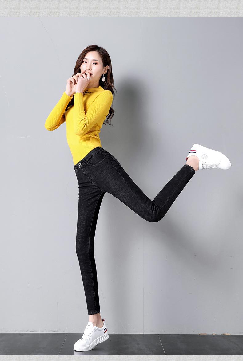 High Waist Jeans Women's Trousers Spring and Autumn 2023 New Winter Fleece-lined Slim-fit Slimming Pencil Pants Thick