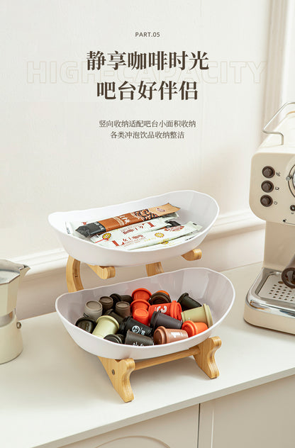 Imitation Wood Grain Household Cross-Border Multi-Layer Household Living Room Fruit Plate Candy Fruit Plate Three-Layer Double-Layer Plastic Rack Fruit Plate