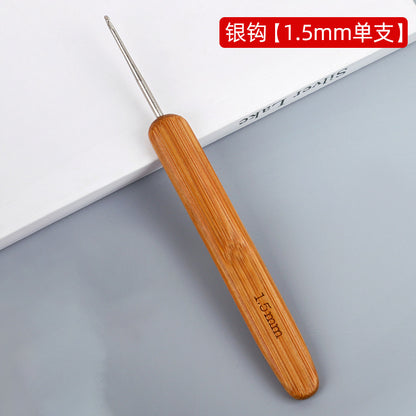 Full Set of Bamboo Handle Crochet Hooks, Bamboo Crochet Yarn Hooks, Handmade Knitting Tools, Sweater Needles, Round Head Carbonized Crochet Set