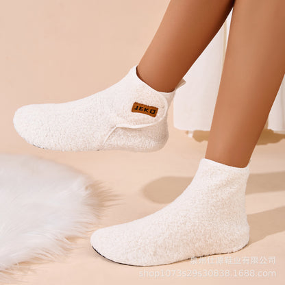 Cross-Border Large Size Shein Winter New Women's Velcro Home Indoor Non-Slip Warm Long Plush Snow Boots