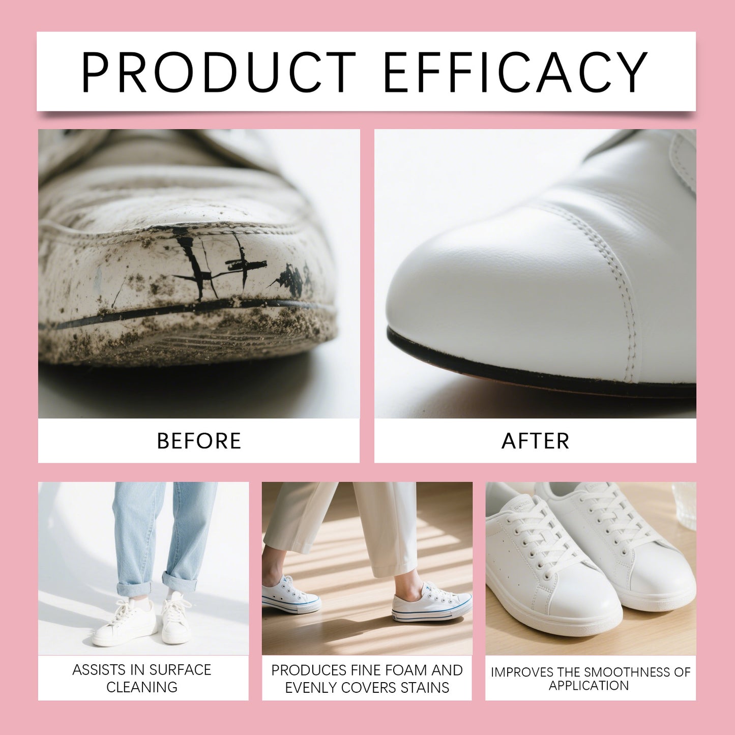 Jakehoe White Shoe Cleaner, Sports Shoe White Shoe Cleaner, Yellow Dirt-Free Portable Cleaner