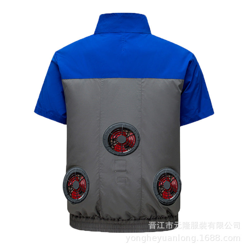 Cross-Border Summer Cooling Air-Conditioning Clothing with Fan Refrigeration Workwear Outdoor Heatstroke Prevention Fan Clothing Men's Labor Protection Clothing Work Clothes
