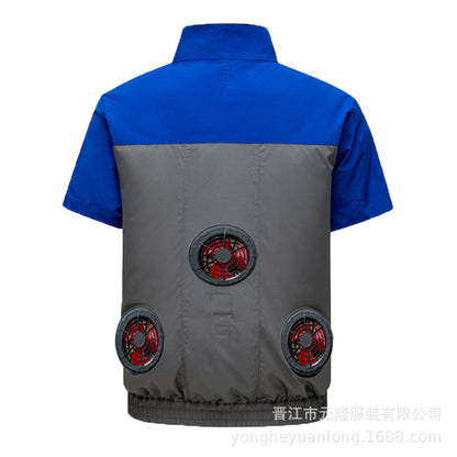 Cross-Border Summer Cooling Air-Conditioning Clothing with Fan Refrigeration Workwear Outdoor Heatstroke Prevention Fan Clothing Men's Labor Protection Clothing Work Clothes
