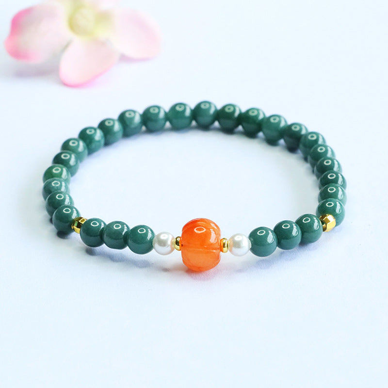 Guan Yu Natural Grade a Jadeite Blue Water Bracelet Golden Silk Jade Bracelet Live Broadcast Temple Hot Sale Wholesale S5070602