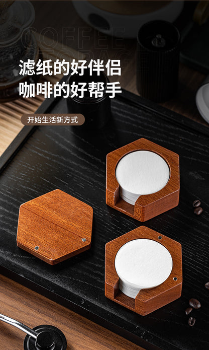 Round Italian Coffee Extraction Filter Paper Storage Sabri Wood Solid Wood Storage Base 58/53/51mm Universal