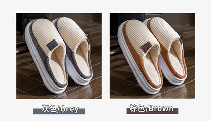 Non-Slip Simple Cotton Slippers for Men in Winter 2025 New Indoor Home Warm Plush Thickeneded Cotton Slippers for Women to Wear Outside