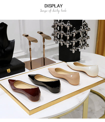 Patent Leather Women Flats Lady Sexy Evening Party Slip On Flat Shoes Women Sharp Pointed Low Heel Shoes Leisure Female Shoes