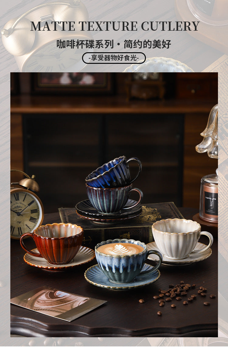 Retro High-grade Sense Striped Kiln Change Ceramic Cup Hotel Home Office Milk Coffee Cup Afternoon Tea Drinking Cup
