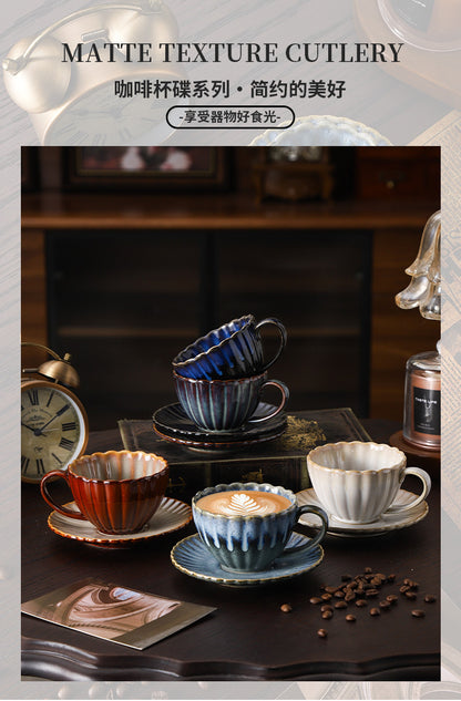 Retro High-grade Sense Striped Kiln Change Ceramic Cup Hotel Home Office Milk Coffee Cup Afternoon Tea Drinking Cup