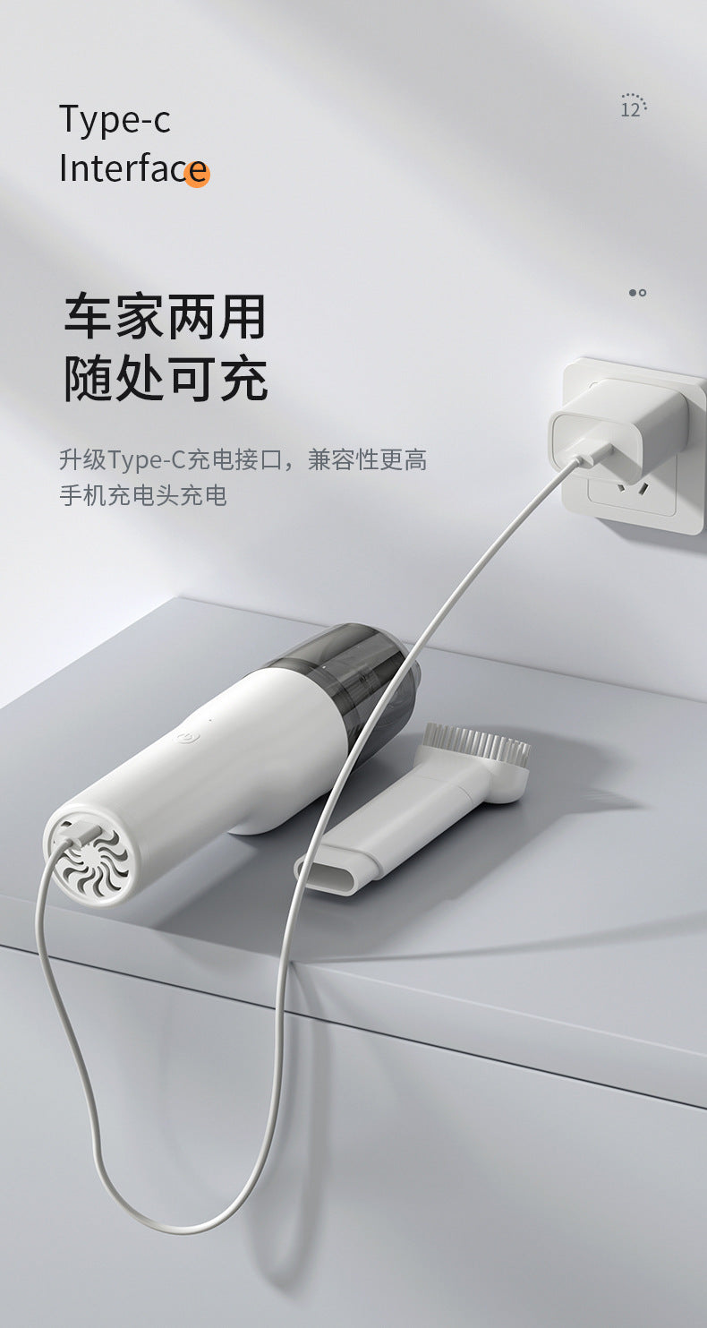 Car Vacuum Cleaner, Portable Air Blowing and Vacuuming, Dual-Use for Car and Home, Wireless Charging, Handheld, High Suction Power