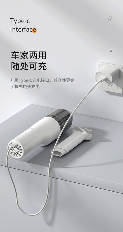 Car Vacuum Cleaner, Portable Air Blowing and Vacuuming, Dual-Use for Car and Home, Wireless Charging, Handheld, High Suction Power