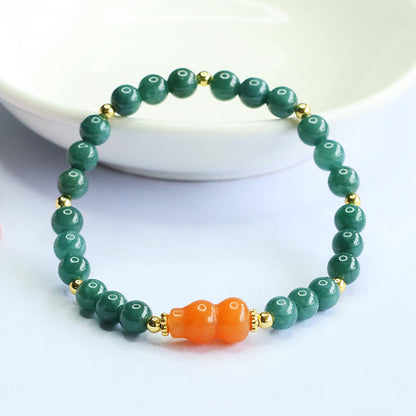 Guan Yu Natural Grade a Jadeite Blue Water Bracelet Golden Silk Jade Gourd Bracelet Live Broadcast Temple Wholesale S5070601