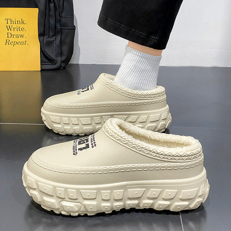 Men's Cotton Slippers Winter 2025 New Home Cross-Border Fleece Chef Cotton Shoes for Outdoor Wear, Non-Slip Waterproof Closed-Toe Cotton Shoes