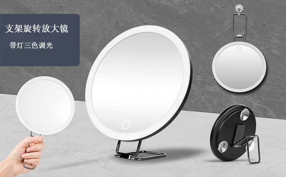 6 inch LED light-emitting makeup mirror 30 times 40 times rechargeable led light with lamp amplification 360 degree rotating makeup mirror