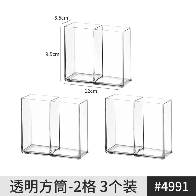 [Multiple Specifications] Transparent Square Storage Tube Detachable Cosmetics Organizer Box Cosmetics Storage Rack Mi Mu