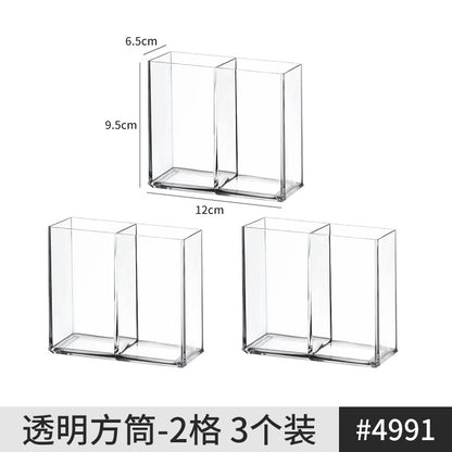 [Multiple Specifications] Transparent Square Storage Tube Detachable Cosmetics Organizer Box Cosmetics Storage Rack Mi Mu