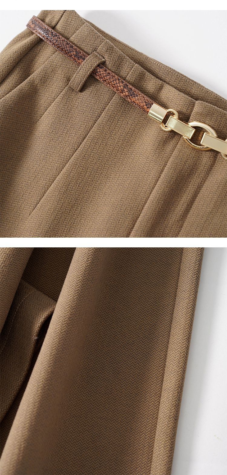 Lazy Style Woolen Pants for Women, New Autumn and Winter Wide-Leg Pants, Long Straight-Leg Pants, Thickened Woolen Casual Pants for Women