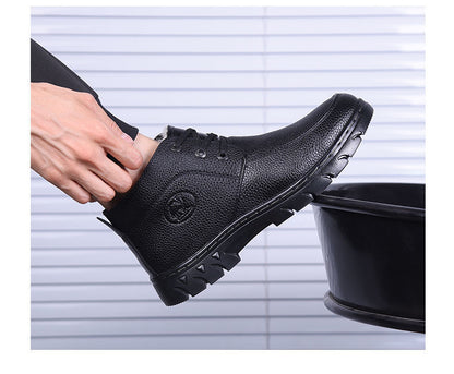 [Wool lining] Winter cotton shoes men's middle-aged and elderly casual leather shoes fleece-lined thick warm cold-proof dad shoes