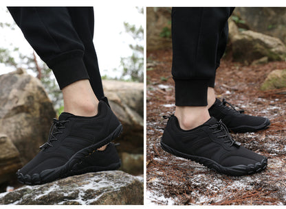 Outdoor Snow Boots, Home Cross-Border Winter New Style, Non-Slip Short Style, Fleece-Lined Warm Cotton Shoes, Thick-Soled Barefoot Five-Toe Shoes