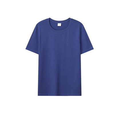 Loose-Fitting | 50-Count Double Yarn T-Shirt Ice Silk Cotton Round Neck Short-Sleeve T-Shirt Moisture-Wicking Business Casual Half-Sleeve for Men