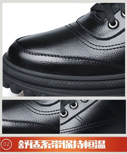 Genuine Leather leather broken size leak-picking men's cotton shoes dad shoes winter fleece-lined warm cotton leather shoes men's high-top cotton shoes