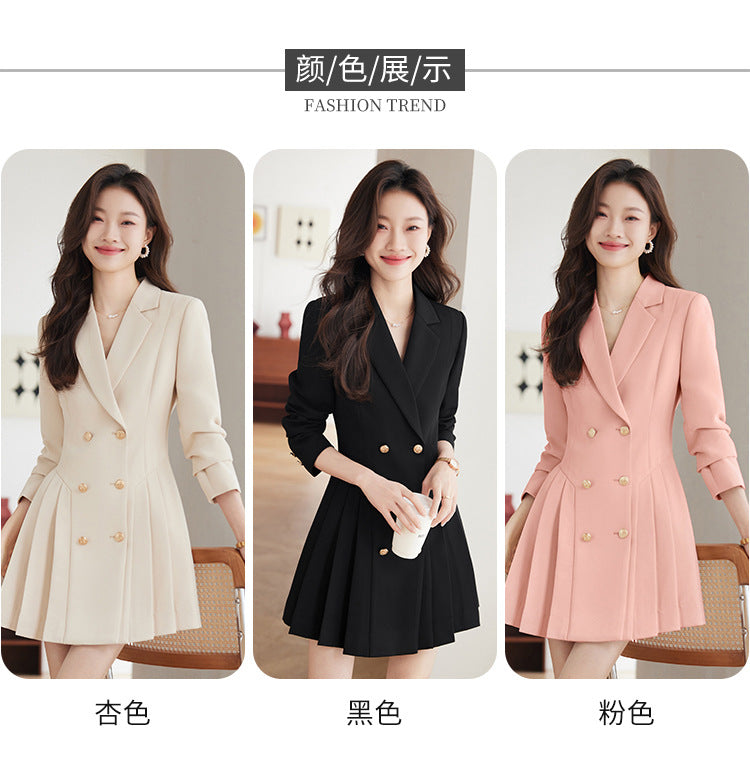 French Hepburn Style Small Black Dress High Sense High Cold Royal Sister Fried Street Small Fragrance Style Pleated Professional Suit dress Summer