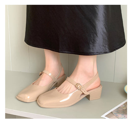 Cross-border Square Thick Heeled Baotou Sandals Women's 2025 Foreign Trade New Summer Fashion Women's Shoes Mary Jane Shallow Mouth Shoes
