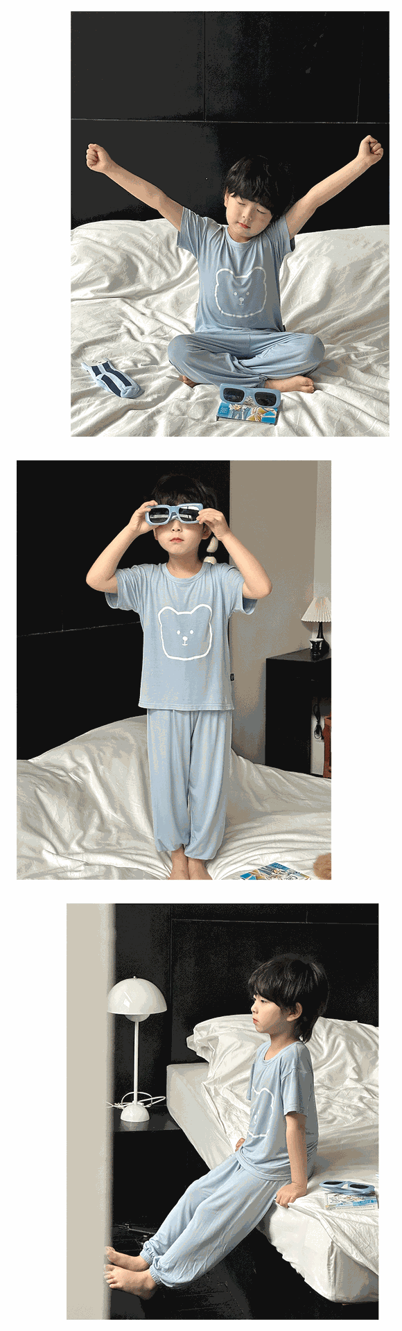 Children's Modal Pajamas Summer Thin Short-sleeved Trousers Ice Silk Middle-aged Boys and Girls Home Suit Summer