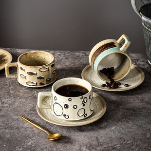 Retro High-grade Sense Striped Kiln Change Ceramic Cup Hotel Home Office Milk Coffee Cup Afternoon Tea Drinking Cup