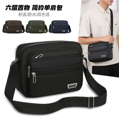 New Men's Coin Purse Casual Large Capacity Chest Bag Multi-layer Large Capacity Shoulder Bag Simple Solid Color Crossbody Bag