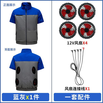 Cross-border New Smart Air-conditioning Clothing Jacket Clothes with Fan Outdoor Work Uniform Labor Protection Duty Fan Clothing