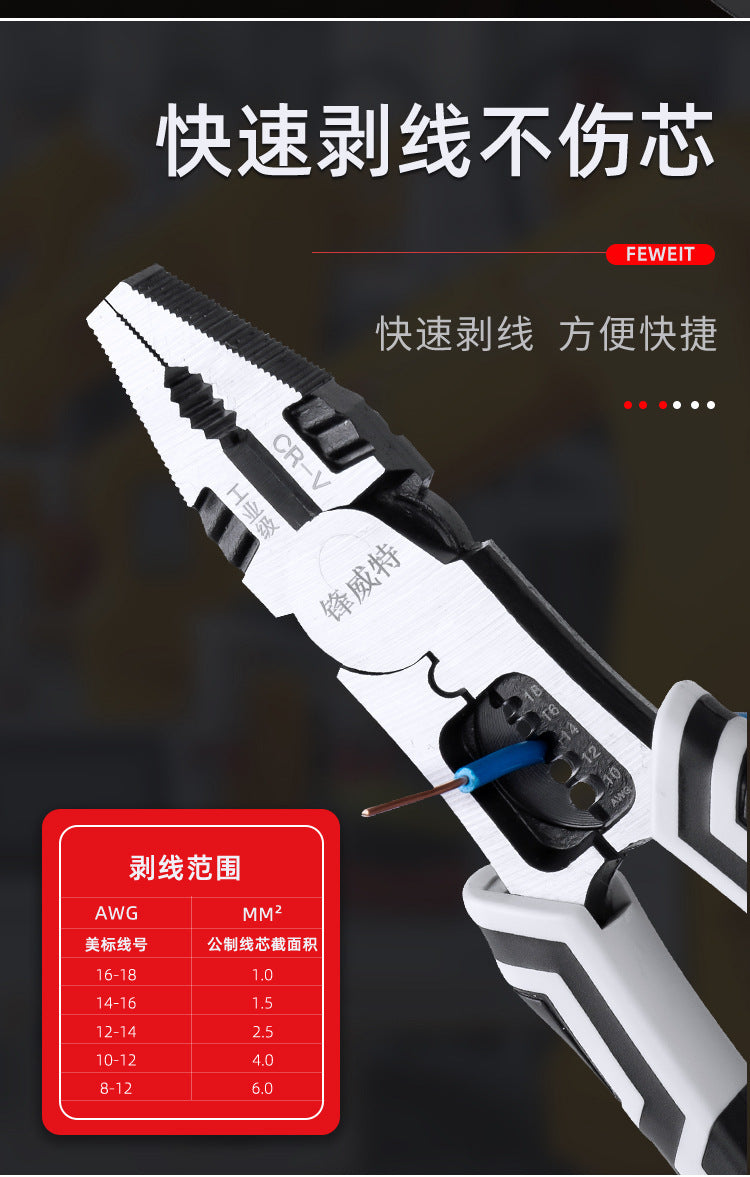 9inch Multi-Functional Wire Cutters, Electrician's Wire Stripping and Crimping Pliers, High-Hardness Needle-Nose Pliers, Flat-Nose Pliers, Electrician's Special Tools