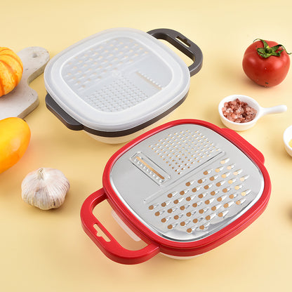 Multi-functional three-in-one stainless steel round planer with lid and bottom box melon Planer melon fruit vegetable grater radish shredder
