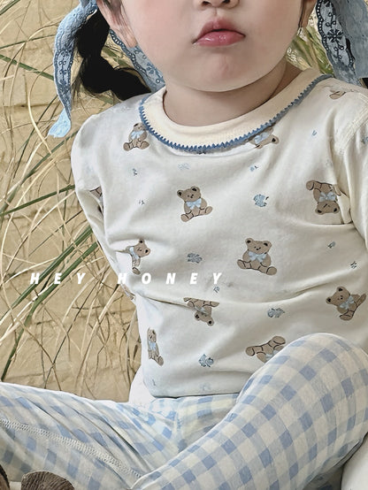 Spot Large and Small Roll Heyhoney24 Lycra Cotton Boys and Girls Autumn Clothes Intimates Printed Home Clothes Pajamas Two-Piece Set