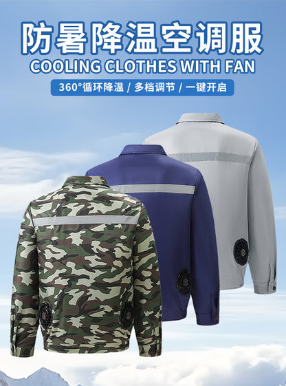 Cross-Border Cooling Air-Conditioning Clothing with Reflective Strips and Fan Cooling Clothing for Men and Women Labor Protection Summer Outdoor Work Clothes
