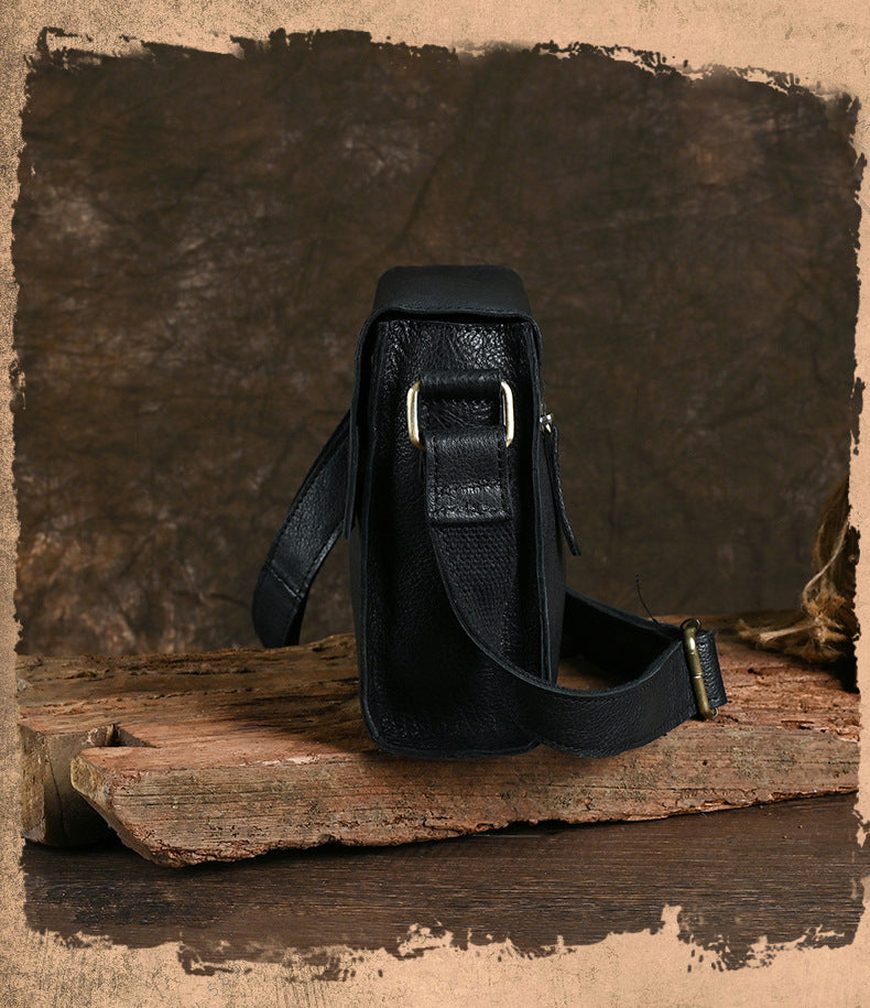 Ancient Trendy Guest Genuine Leather Men's Bag Single Shoulder Crossbody Bag Handmade Cowhide Backpack Simple Small Bag Crazy Horse Leather Men's Bag